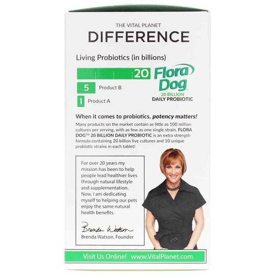 Flora Dog Probiotic 20 Billion CFU Chewable Tablets, VTP